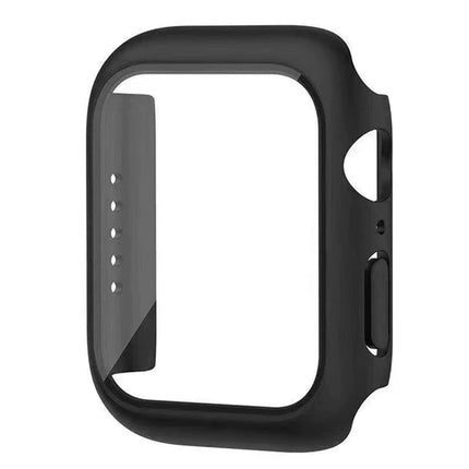 OKEYWOW Apple Watch tempered glass bumper case and screen protector for Series 9 to 4 SE, fits 38mm to 45mm models.