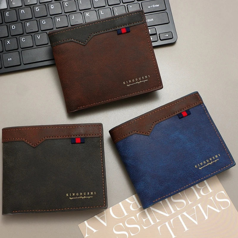 2025 New Men's Bifold Short Wallet Fashionable Minimalist Casual Multi Slot Purse Large Capacity Zipper Man Wallet with Coin Bag