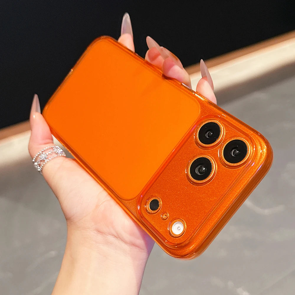 17ProMax-Look Orange Transparent Case for iPhone 13/14/15/16/17 Pro Max – Clear Matte Ultra-Thin Soft TPU Cover