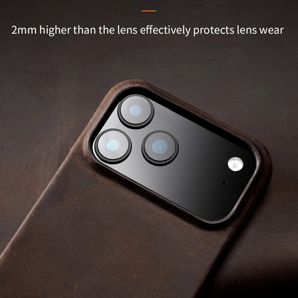 OKEYWOW iPhone 17/16/15 Series MagSafe retro leather case with magnetic pull-up back cover, genuine leather, and sleek design.