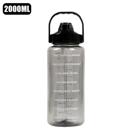 2L Large Straw Water Bottle Portable Sports Gym Fitness Drink Cup