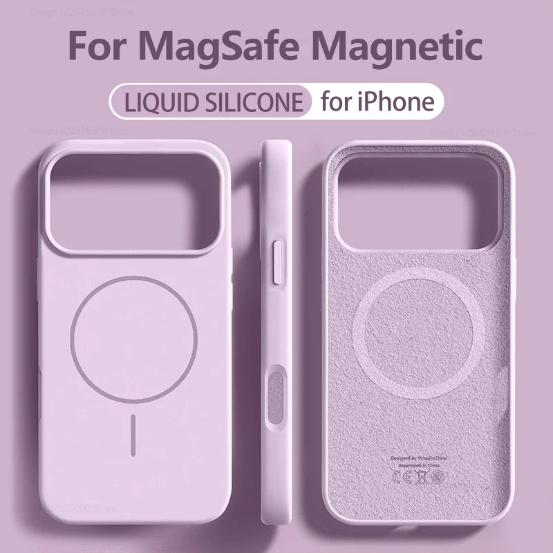 Liquid Silicone MagSafe Case for iPhone 12–17 Series (Pro/Pro Max/Plus/Air) – Original Protective Cover