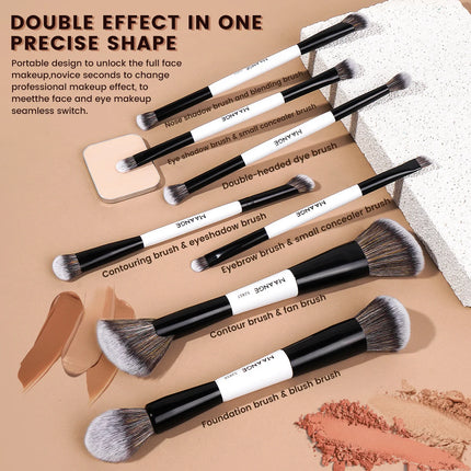 Velora Beauty 7pcs Dual Head Makeup Brush Set Foundation Eyeshadow Contour Blending Tools