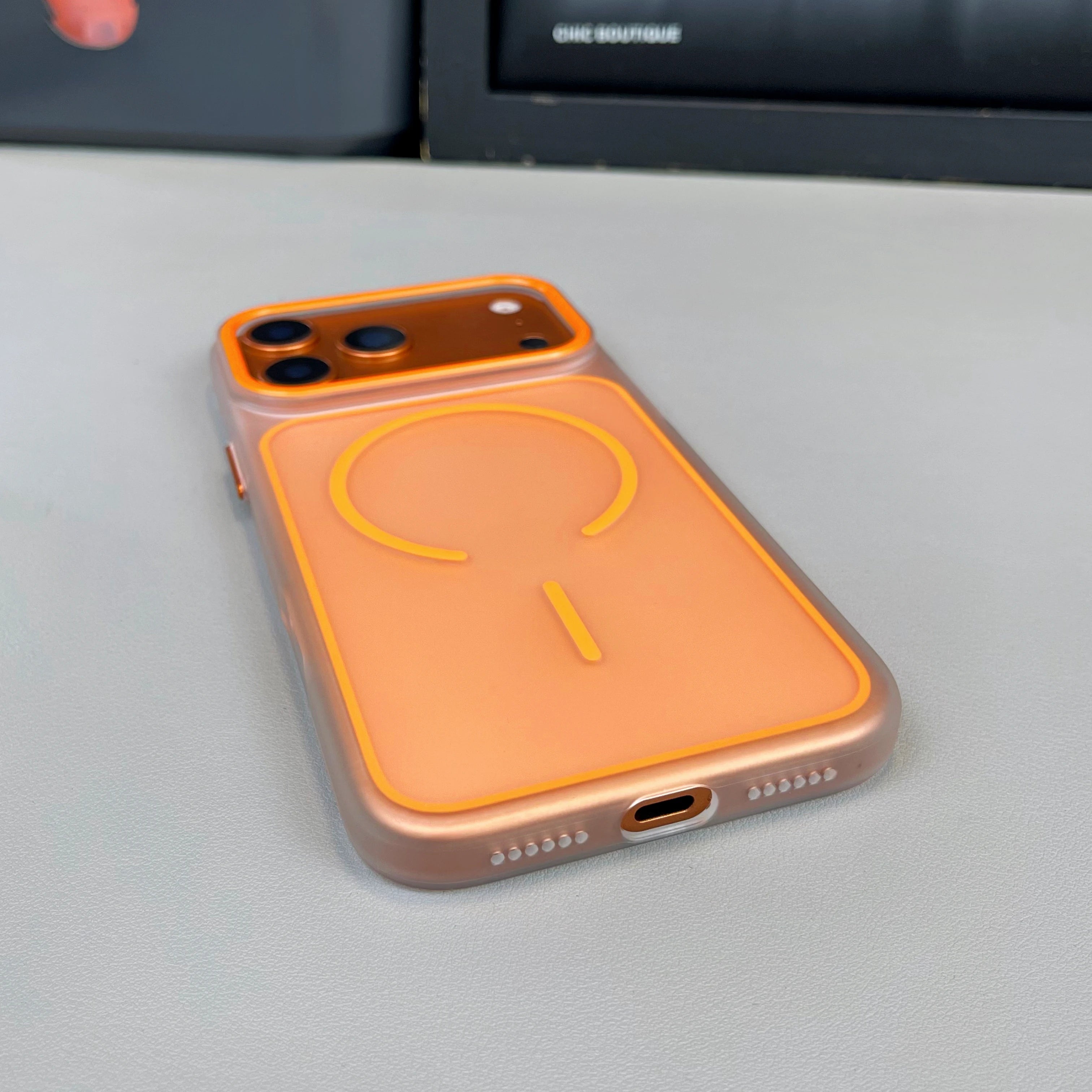 Luxury Translucent Matte Frosted PC Phone Case with Metal Button for iPhone 15/16/17 Air/17 Pro Max – MagSafe Magnetic Cover