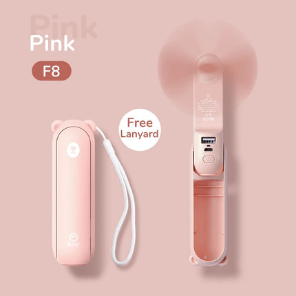 JISULIFE Portable Fan Mini Handheld Fan USB 4500mAh Recharge Hand Held Small Pocket Fan with Power Bank Flashlight Feature