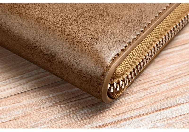 ANTI RFID Blocking Protection for Men High Quality Wallet Zipper Business Card Holder Purse Luxury Wallets Carteira Masculina