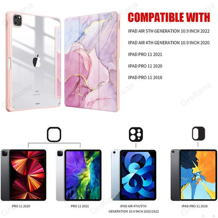 Smart PU iPad Case for Air 4/5/10th Gen/Pro 11/12.9/10.2/10.5 Transparent Cover