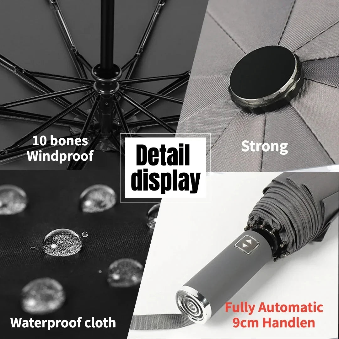 Windproof Strong Super Large Fully Automatic Folding Umbrella for Men Business Waterproof Sunproof Strong Shade Uv Big Umbrellas