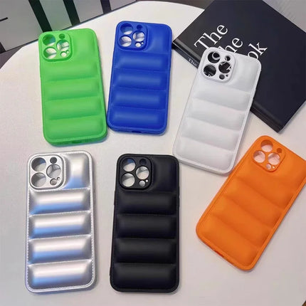 Color Puffer Silicone Case for iPhone Shockproof Soft Back Cover