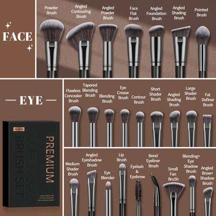 Velora Beauty 25pcs Makeup Brush Gift Set Foundation Eyeshadow Contour Concealer Kit