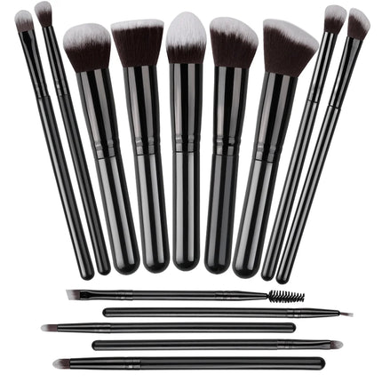 OKEYWOW makeup brush set with 14/16 soft, fluffy brushes for eyeshadow, foundation, blush, and powder application.