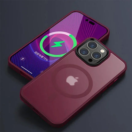 OKEYWOW MagSafe matte iPhone case with shockproof design, wireless charging compatible for iPhone 15, 14, 13, 12, 11 Pro Max.