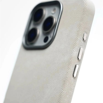 OKEYWOW iPhone Pro Max fiber leather MagSafe shockproof case with wireless charging compatibility, showing the sleek protective cover.