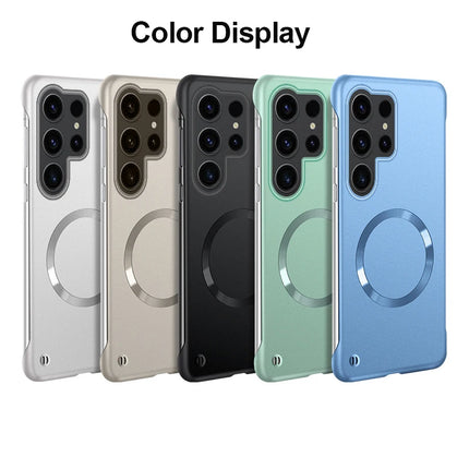 Samsung Ultra Thin Magnetic PC Shockproof Cooling Cover for S22, S23, S24, S25 Ultra Plus, by OKEYWOW, shown on device.