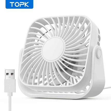 USB Mini Portable Desk Fan with 3 Speeds & 360° Adjustable Head