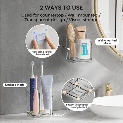 WallMount Bathroom Toothbrush & Toiletry Organiser