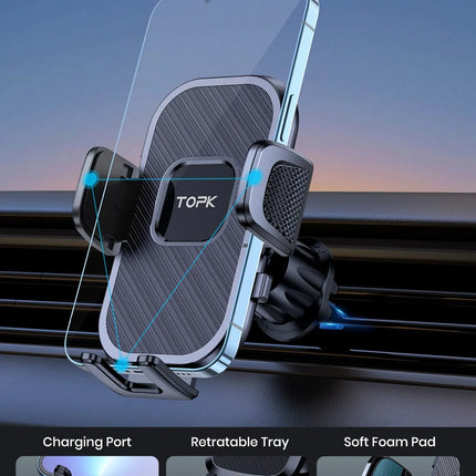 TOPK Gravity Car Phone Holder Dashboard Windshield Air Vent Mount Universal Stand