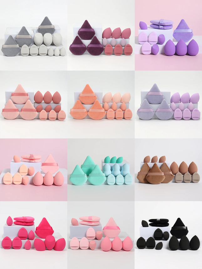 Velvet Cloud 12 Piece Makeup Sponge Set Powder Puffs Mini Cushion Eggs Beauty Blenders