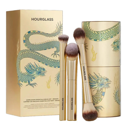 Hourglass Complexion Essentials 3-Piece Makeup Brush Set with Storage Cup & Gift Box