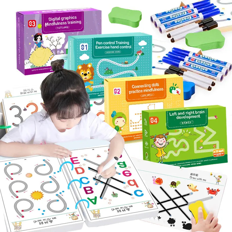 Montessori Drawing Toy: Pen Control Training Color, Shape, Math Matching Game Set for Children, Toddler Learning Activities, Educational Toy