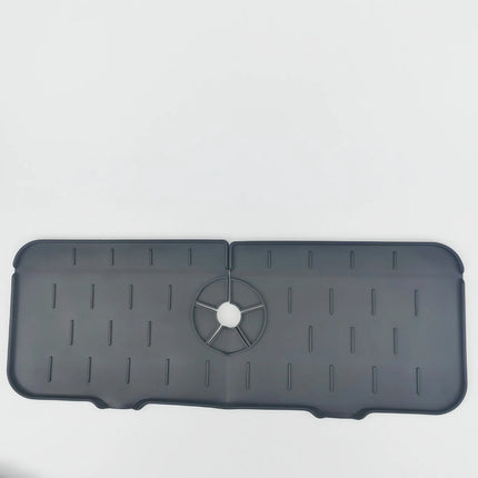 OKEYWOW kitchen silicone faucet mat with absorbent splash catcher and sink drain protector for countertop use.