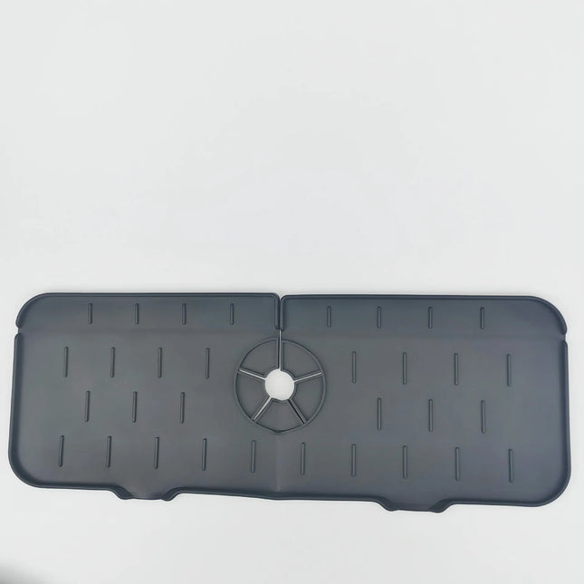 OKEYWOW kitchen silicone faucet mat with absorbent splash catcher and sink drain protector for countertop use.