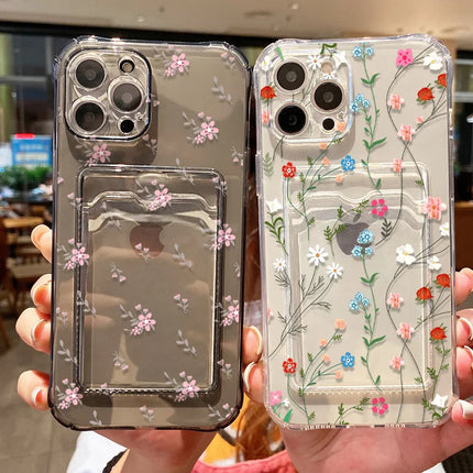 OKEYWOW iPhone flower wallet case with card holder for iPhone 16/15/14/13/12/11 Pro Max XR XS SE, soft cover with floral design