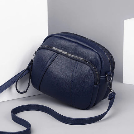 Women Rivet Crossbody Phone Bag Soft Leather Small Square Shoulder Bag Zipper Purse