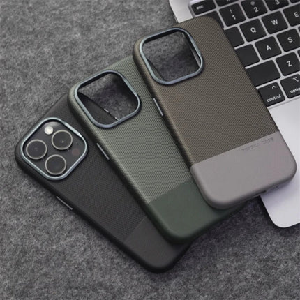 Color Block Leather MagSafe Case for iPhone 17/16/15/14/13 Pro Max Alloy Lens Shockproof Cover