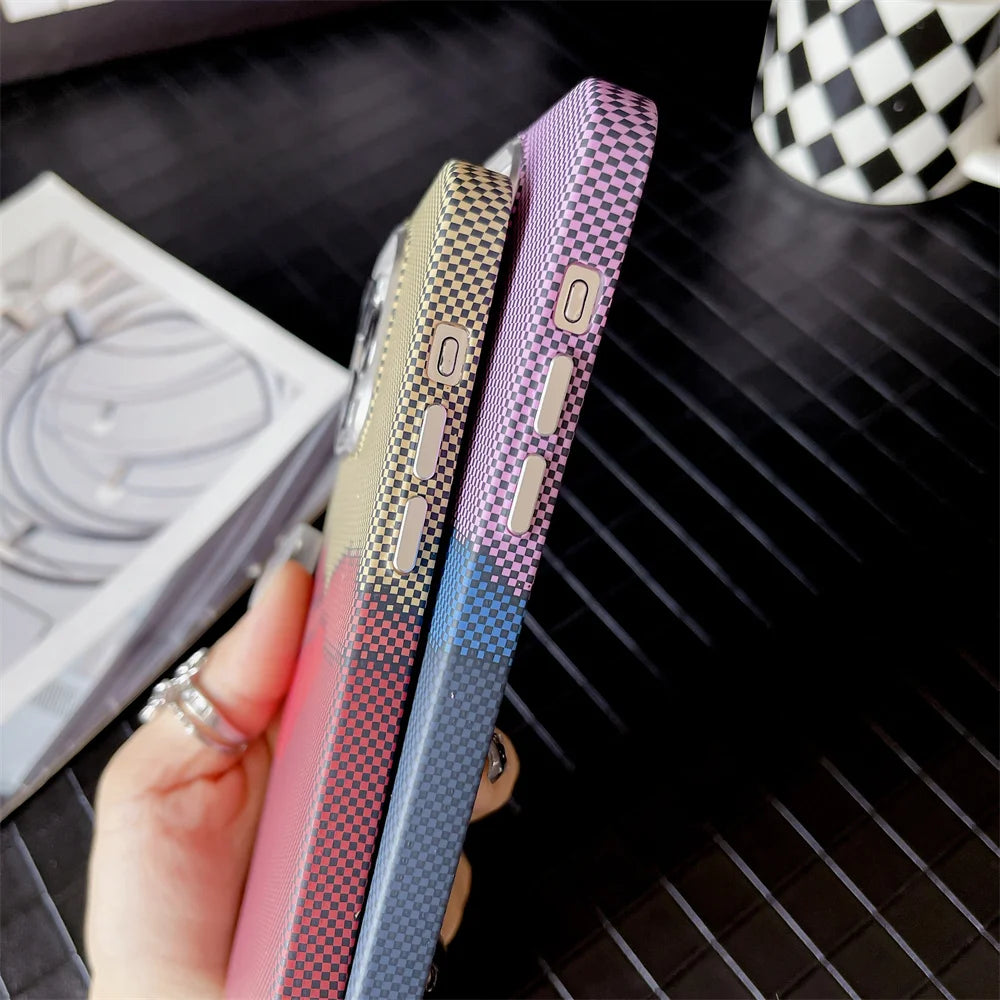 Colourful Kevlar Pattern For Magsafe Magnetic Phone Case For iPhone 17 16 15 11 12 13 14 Pro Max Luxury Wireless Charging Cover