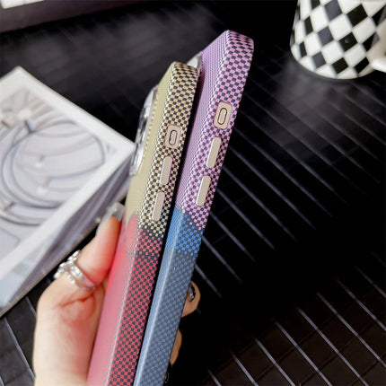 OKEYWOW iPhone Pro Max Kevlar MagSafe case in colorful design with wireless charging compatibility, durable protective cover.