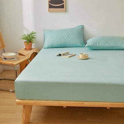 OkeyWOW cotton fitted sheet in solid color with elastic edges, king and queen sizes, non-slip mattress cover on a 160x200cm bed