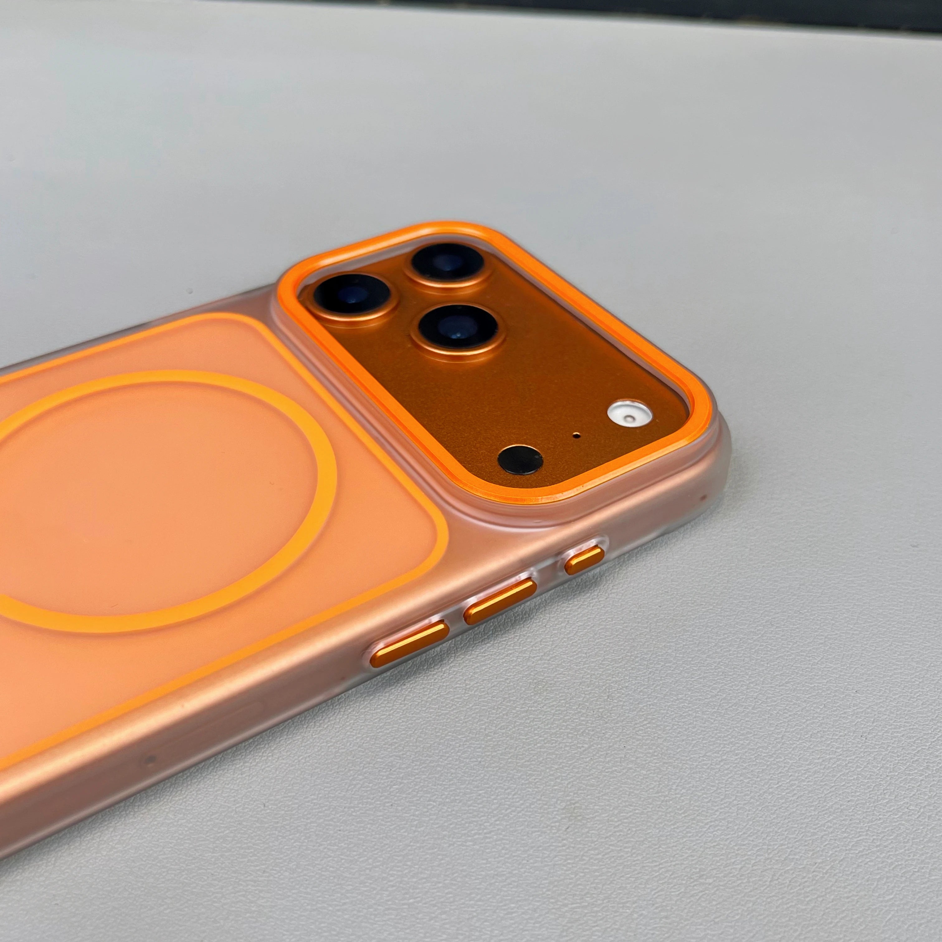 Luxury Translucent Matte Frosted PC Phone Case with Metal Button for iPhone 15/16/17 Air/17 Pro Max – MagSafe Magnetic Cover