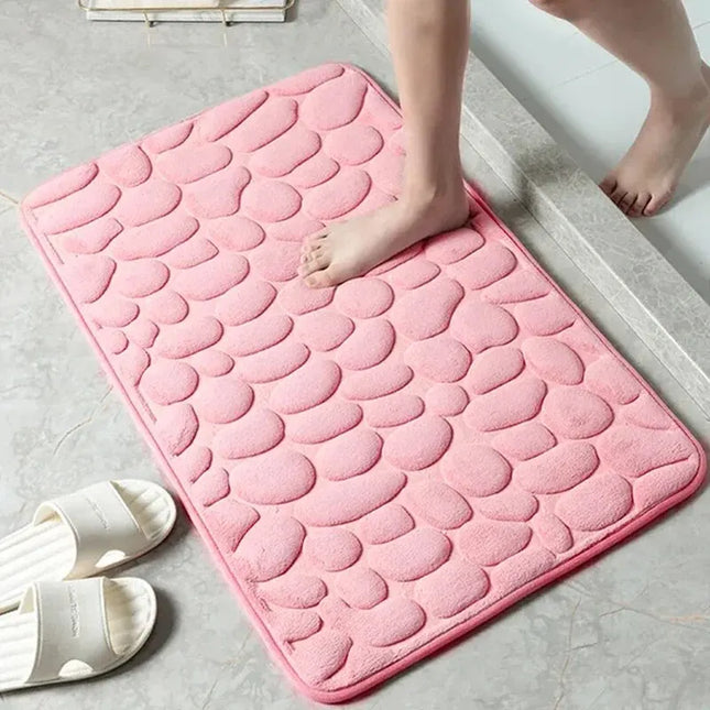 StoneWeave Embossed Fiber Anti Slip Mat Pebble Style Carpet Bathroom Living Room Floor Rug