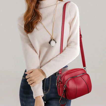 Women Rivet Crossbody Phone Bag Soft Leather Small Square Shoulder Bag Zipper Purse