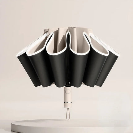 Windproof Reverse Folding Umbrella with UV Protection & Reflective Stripe