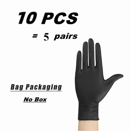 NitraGuard Black Nitrile Disposable Gloves Latex Free for Cleaning Mechanic & Beauty Use