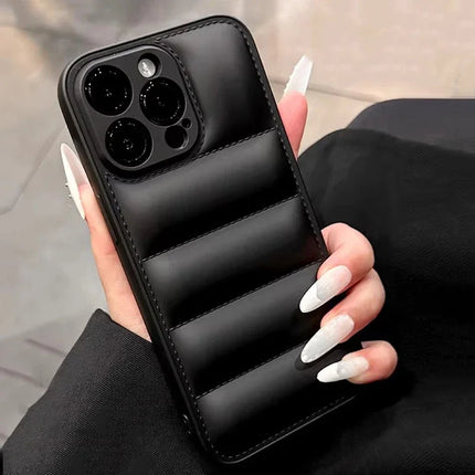 Color Puffer Silicone Case for iPhone Shockproof Soft Back Cover