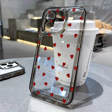 OKEYWOW clear heart iPhone case for models 11 to 15 Pro Max, shockproof soft cover with heart design, transparent and protective.