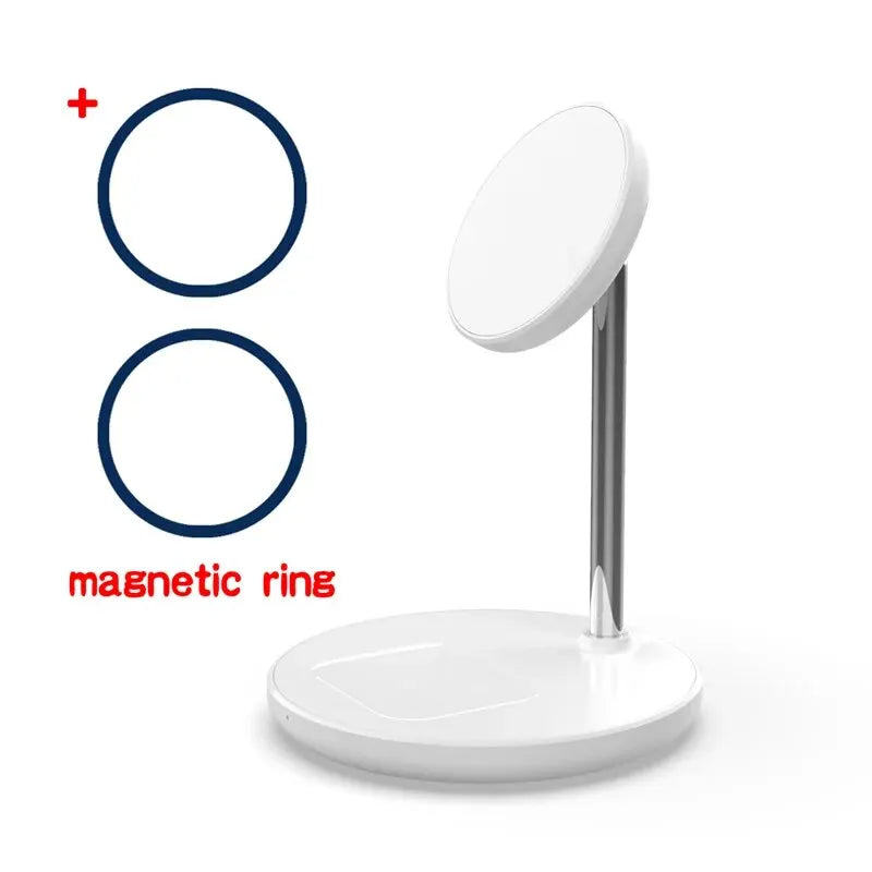 2 in 1 Magnetic Wireless Charger Stand Holder Desktop Mobile Phone Charging Station Dock For iPhone 15 14 13 12 Pro Max AirPods