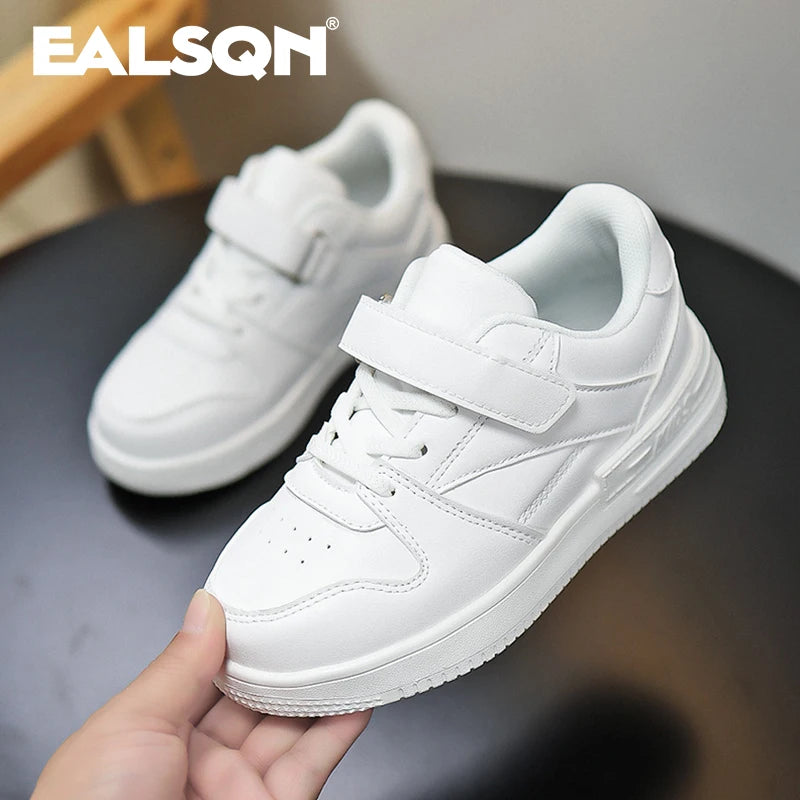 White Kids' Fashion Sneakers: Non-Slip Casual Shoes for Boys and Girls