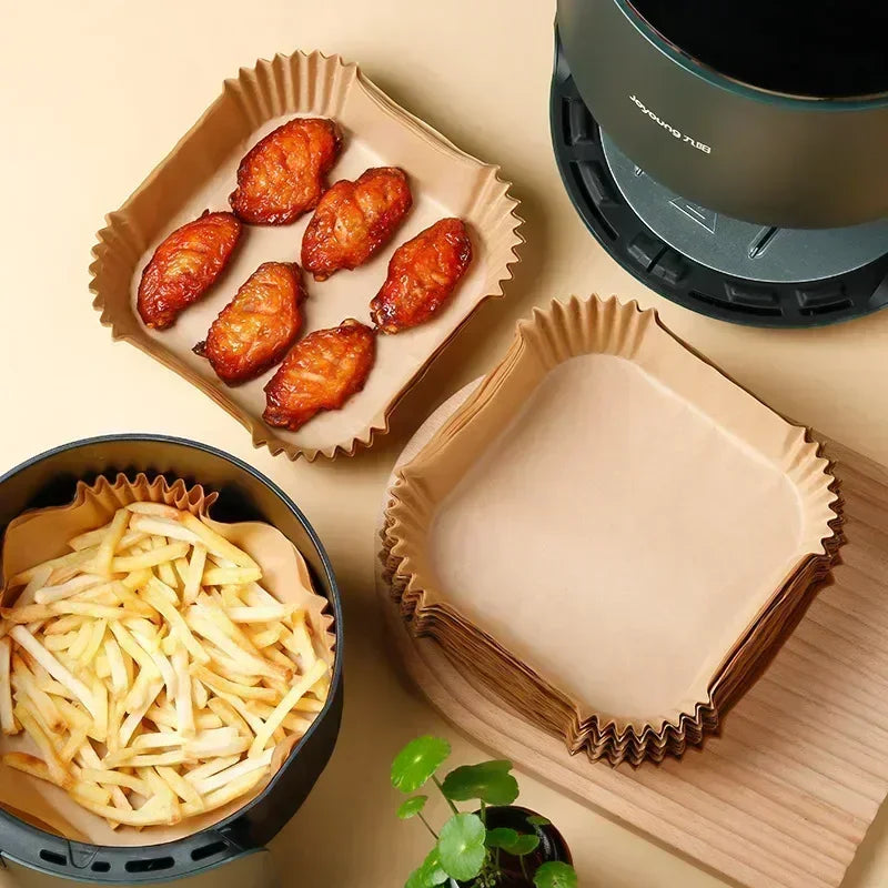 Air Fryer Disposable Paper Set: Square & Round Baking Papers (50/100PCS) - Non-Stick, Oil Absorbing Kitchen Tool