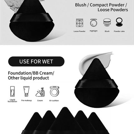 Velora Beauty Triangle Powder Puff Set 3/5/6pcs Soft Plush Makeup Foundation Powder Puff