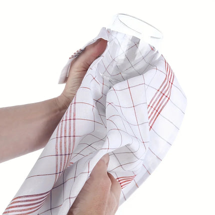 Set of soft, large plaid kitchen towels and scouring pads by OKEYWOW for cleaning and drying in the kitchen.