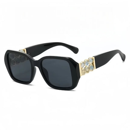 Pearl Luxe Square Sunglasses with Gold-Tone Details
