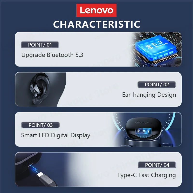 Original Lenovo LP75 TWS Bluetooth V5.3 Headphones: Experience Wireless Freedom with LED Digital Display Earphones. These Headphones feature Noise Reduction Technology for an Enhanced Listening Experience.