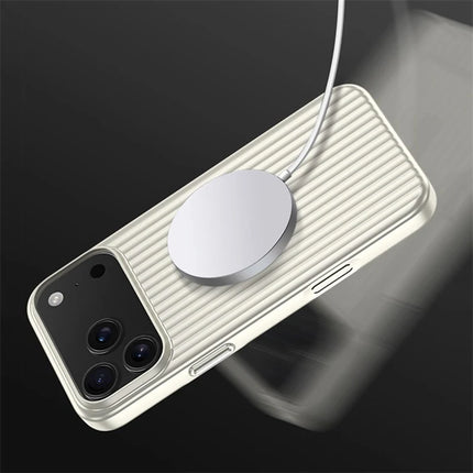 Stripe3D MagSafe Case for iPhone 17 Pro/16 Pro Max/15/14 Metallic Anti Stain PC Wireless Cover