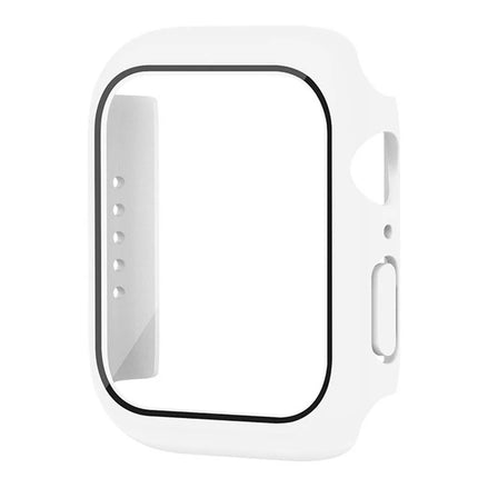 OKEYWOW Apple Watch tempered glass bumper case screen protector for Series 9 to 4 and SE, fits 38mm to 45mm models.