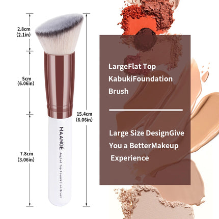 Velora Beauty 2pcs Kabuki Makeup Brush Set Flat Angled Foundation Powder Blush Soft Bristles