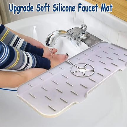 OKEYWOW silicone faucet mat and sink splash catcher, absorbent pad for protecting countertops and preventing water splashes